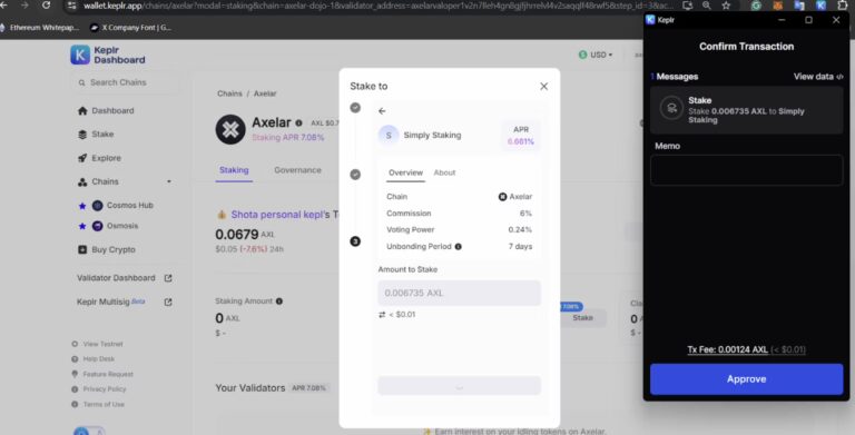 Axelar Staking Guide 11 approve AXL Stake