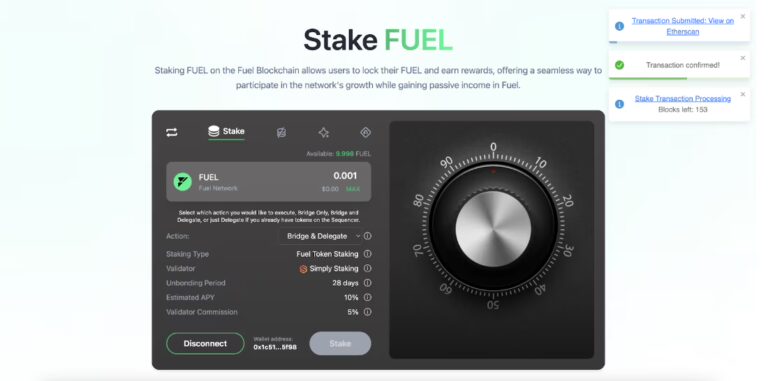 Wait until the Fuel Staking Processing Time hits zero