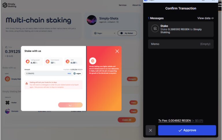 Approve Regen Stake on Wallet