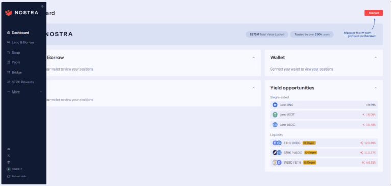 Introduction to Starknet 10 Nostra Dashboard