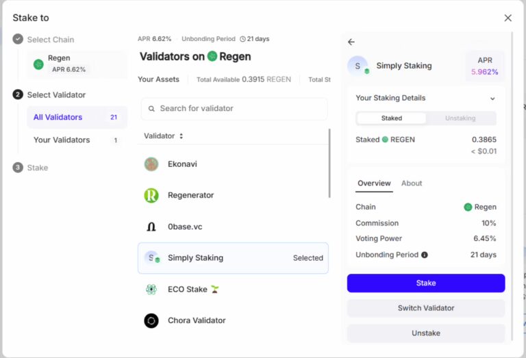Select Best Validator for Regen Staking
