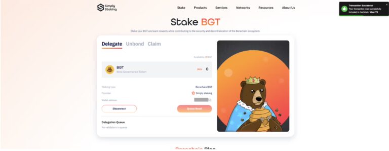 Berachain $BGT Staking Guide 6 Confirm your BGT Stake