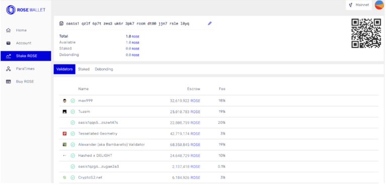 Oasis Staking Guide 10 ROSE Staking Dashboard